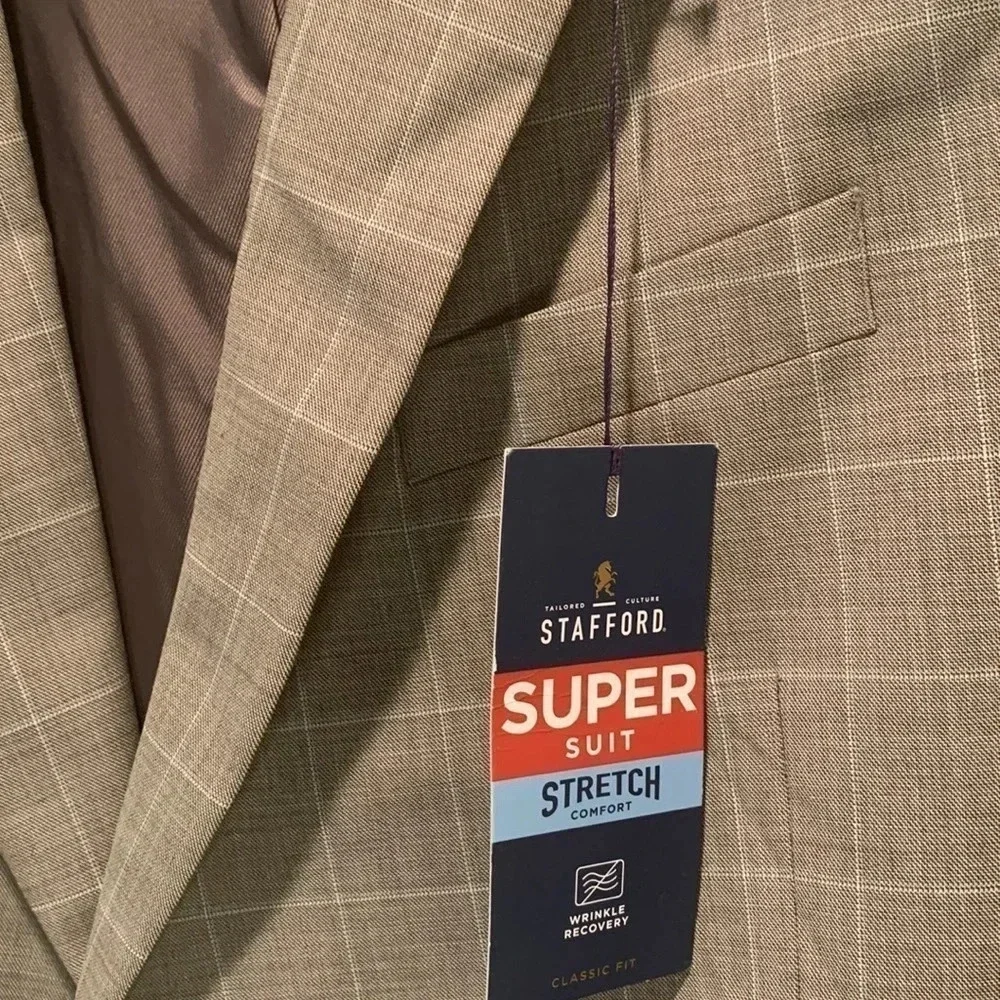 Stafford Men’s Blazer 50R Classic Fit Windowpane NWT